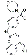 (Z)-3-((1H-INDOL-3-YL)METHYLENE)-1-METHYL-5-(MORPHOLINOSULFONYL)INDOLIN-2-ONE 结构式