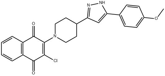 2-CHLORO-3-(4-[5-(4-METHOXYPHENYL)-1H-PYRAZOL-3-YL]PIPERIDINO)NAPHTHOQUINONE 结构式