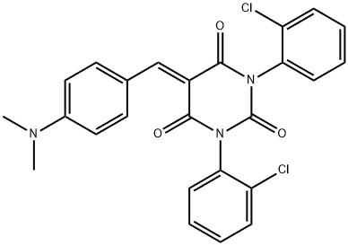 1,3-BIS(2-CHLOROPHENYL)-5-((4-(DIMETHYLAMINO)PHENYL)METHYLENE)-1,3-DIAZAPERHYDROINE-2,4,6-TRIONE 结构式