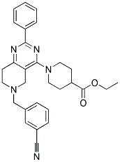 1-[6-(3-CYANO-BENZYL)-2-PHENYL-5,6,7,8-TETRAHYDRO-PYRIDO[4,3-D]PYRIMIDIN-4-YL]-PIPERIDINE-4-CARBOXYLIC ACID ETHYL ESTER 结构式