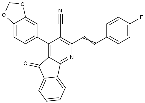 4-(1,3-Benzodioxol-5-yl)-2-[(E)-2-(4-fluorophenyl)ethenyl]-5-oxo-5H-indeno[1,2-b]pyridine-3-carbonitrile 结构式