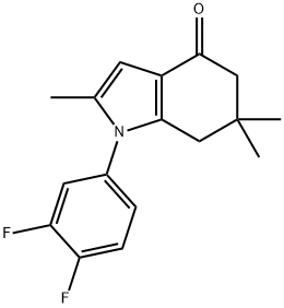 1-(3,4-DIFLUOROPHENYL)-2,6,6-TRIMETHYL-5,6,7-TRIHYDROINDOL-4-ONE 结构式