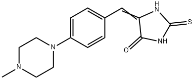 5-((E)-[4-(4-METHYLPIPERAZINO)PHENYL]METHYLIDENE)-2-THIOXOTETRAHYDRO-4H-IMIDAZOL-4-ONE 结构式