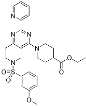 1-[6-(3-METHOXY-BENZENESULFONYL)-2-PYRIDIN-2-YL-5,6,7,8-TETRAHYDRO-PYRIDO[4,3-D]PYRIMIDIN-4-YL]-PIPERIDINE-4-CARBOXYLIC ACID ETHYL ESTER 结构式