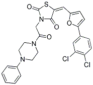 (E)-5-((5-(3,4-Dichlorophenyl)furan-2-yl)methylene)-3-(2-oxo-2-(4-phenylpiperazin-1-yl)ethyl)thiazolidine-2,4-dione 结构式