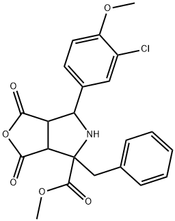 Methyl 4-benzyl-6-(3-chloro-4-methoxyphenyl)-1,3-dioxohexahydro-1H-furo[3,4-c]pyrrole-4-carboxylate 结构式