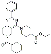 1-(6-CYCLOHEXANECARBONYL-2-PYRIDIN-2-YL-5,6,7,8-TETRAHYDRO-PYRIDO[4,3-D]PYRIMIDIN-4-YL)-PIPERIDINE-4-CARBOXYLIC ACID ETHYL ESTER 结构式