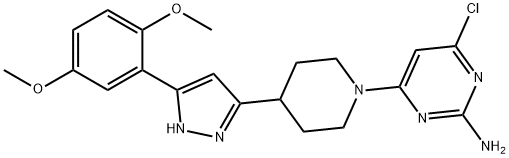 4-CHLORO-6-(4-[5-(2,5-DIMETHOXYPHENYL)-1H-PYRAZOL-3-YL]PIPERIDINO)-2-PYRIMIDINAMINE 结构式