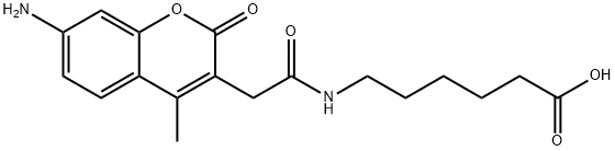 6-((7-AMINO-4-METHYLCOUMARIN-3-ACETYL)AMINO)HEXANOIC ACID 结构式