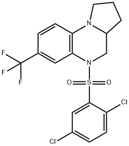 5-[(2,5-DICHLOROPHENYL)SULFONYL]-7-(TRIFLUOROMETHYL)-1,2,3,3A,4,5-HEXAHYDROPYRROLO[1,2-A]QUINOXALINE 结构式