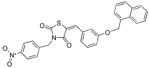 (E)-5-(3-(NAPHTHALEN-1-YLMETHOXY)BENZYLIDENE)-3-(4-NITROBENZYL)THIAZOLIDINE-2,4-DIONE 结构式