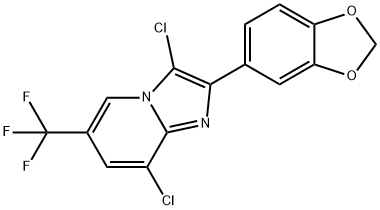 2-(1,3-Benzodioxol-5-yl)-3,8-dichloro-6-(trifluoromethyl)imidazo[1,2-a]pyridine 结构式