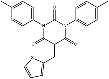 1,3-Bis(4-methylphenyl)-5-(2-thienylmethylene)-1,3-diazaperhydroine-2,4,6-trione 结构式