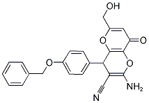 2-Amino-4-[4-(benzyloxy)phenyl]-6-(hydroxymethyl)-8-oxo-4,8-dihydropyrano[3,2-b]pyran-3-carbonitrile 结构式
