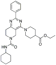 1-(6-CYCLOHEXYLCARBAMOYL-2-PHENYL-5,6,7,8-TETRAHYDRO-PYRIDO[4,3-D]PYRIMIDIN-4-YL)-PIPERIDINE-4-CARBOXYLIC ACID ETHYL ESTER 结构式