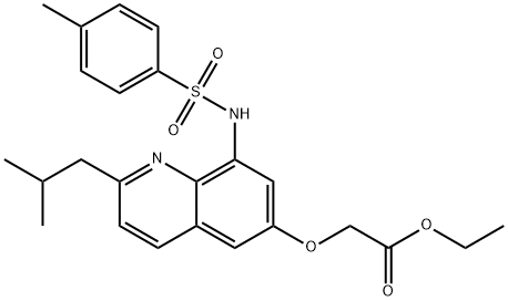 2-(2-异丁基-6-喹啉基氧基-8-对甲苯磺酰胺基)乙酸乙酯 结构式