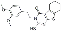 3-[2-(3,4-DIMETHOXYPHENYL)ETHYL]-2-MERCAPTO-5,6,7,8-TETRAHYDRO[1]BENZOTHIENO[2,3-D]PYRIMIDIN-4(3H)-ONE 结构式