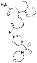 (Z)-2-(7-ETHYL-3-((1-METHYL-5-(MORPHOLINOSULFONYL)-2-OXOINDOLIN-3-YLIDENE)METHYL)-1H-INDOL-1-YL)ACETAMIDE 结构式