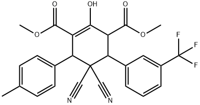 DIMETHYL 5,5-DICYANO-2-HYDROXY-6-(4-METHYLPHENYL)-4-[3-(TRIFLUOROMETHYL)PHENYL]-1-CYCLOHEXENE-1,3-DICARBOXYLATE 结构式