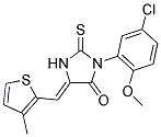 (5Z)-3-(5-CHLORO-2-METHOXYPHENYL)-5-[(3-METHYLTHIEN-2-YL)METHYLENE]-2-THIOXOIMIDAZOLIDIN-4-ONE 结构式