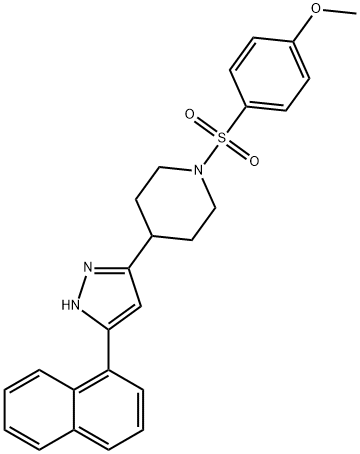 METHYL 4-((4-[5-(1-NAPHTHYL)-1H-PYRAZOL-3-YL]PIPERIDINO)SULFONYL)PHENYL ETHER 结构式