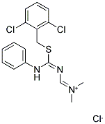 N-[((ANILINO[(2,6-DICHLOROBENZYL)SULFANYL]METHYLENE)AMINO)METHYLENE]-N-METHYLMETHANAMINIUM CHLORIDE 结构式