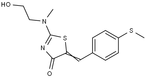 2-[(2-Hydroxyethyl)(methyl)amino]-5-((E)-[4-(methylsulfanyl)phenyl]methylidene)-1,3-thiazol-4(5H)-one 结构式