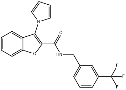 3-(1H-PYRROL-1-YL)-N-[3-(TRIFLUOROMETHYL)BENZYL]-1-BENZOFURAN-2-CARBOXAMIDE 结构式