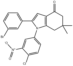 2-(3-BROMOPHENYL)-1-(4-CHLORO-3-NITROPHENYL)-6,6-DIMETHYL-5,6,7-TRIHYDROINDOL-4-ONE 结构式