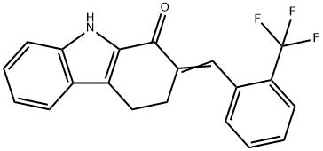 2-((Z)-[2-(Trifluoromethyl)phenyl]methylidene)-4,9-dihydro-1H-carbazol-1(3H)-one 结构式