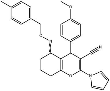 4-(4-METHOXYPHENYL)-5-([(4-METHYLBENZYL)OXY]IMINO)-2-(1H-PYRROL-1-YL)-5,6,7,8-TETRAHYDRO-4H-CHROMENE-3-CARBONITRILE 结构式