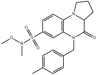 N-METHOXY-N-METHYL-5-(4-METHYLBENZYL)-4-OXO-1,2,3,3A,4,5-HEXAHYDROPYRROLO[1,2-A]QUINOXALINE-7-SULFONAMIDE 结构式