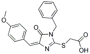 ([(4E)-1-BENZYL-4-(4-METHOXYBENZYLIDENE)-5-OXO-4,5-DIHYDRO-1H-IMIDAZOL-2-YL]THIO)ACETIC ACID 结构式