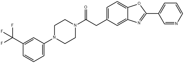 2-[2-(3-PYRIDINYL)-1,3-BENZOXAZOL-5-YL]-1-(4-[3-(TRIFLUOROMETHYL)PHENYL]PIPERAZINO)-1-ETHANONE 结构式