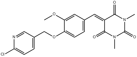 5-((4-[(6-Chloro-3-pyridinyl)methoxy]-3-methoxyphenyl)methylene)-1,3-dimethyl-2,4,6(1H,3H,5H)-pyrimidinetrione 结构式