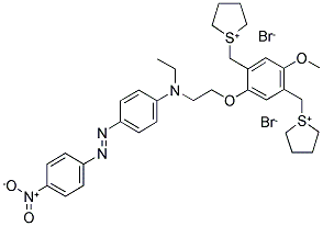 1-METHOXY-4-(O-DISPERSE RED 1)-2,5-PHENYLENEMETHYLENEBIS(TETRAHYDROTHIOPHENIUM DIBROMIDE) 结构式