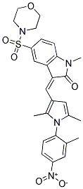(Z)-3-((2,5-Dimethyl-1-(2-methyl-4-nitrophenyl)-1H-pyrrol-3-yl)methylene)-1-methyl-5-(morpholinosulfonyl)indolin-2-one 结构式