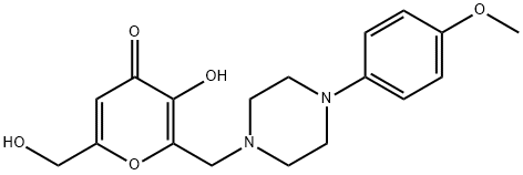 3-Hydroxy-6-(hydroxymethyl)-2-([4-(4-methoxyphenyl)piperazino]methyl)-4H-pyran-4-one 结构式