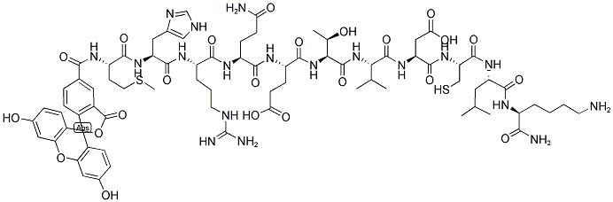 5-FAM-Met-His-Arg-Gln-Glu-Thr-Val-Asp-Cys-Leu-Lys-NH2 结构式