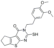 3-[2-(3,4-Dimethoxyphenyl)ethyl]-2-mercapto-3,5,6,7-tetrahydro-4H-cyclopenta[4,5]thieno[2,3-d]pyrimidin-4-one 结构式