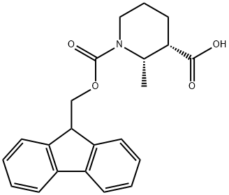 (2S,3S)-1-(((9H-芴-9-基)甲氧基)羰基)-2-甲基哌啶-3-羧酸 结构式