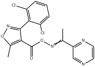 N-(([3-(2,6-DICHLOROPHENYL)-5-METHYL-4-ISOXAZOLYL]CARBONYL)OXY)-N-[(Z)-1-(2-PYRAZINYL)ETHYLIDENE]AMINE 结构式