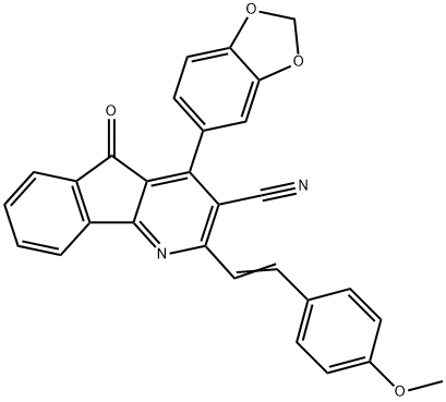 4-(1,3-BENZODIOXOL-5-YL)-2-(4-METHOXYSTYRYL)-5-OXO-5H-INDENO[1,2-B]PYRIDINE-3-CARBONITRILE 结构式