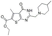 ETHYL 5-METHYL-2-[(4-METHYLPIPERIDIN-1-YL)METHYL]-4-OXO-3,4-DIHYDROTHIENO[2,3-D]PYRIMIDINE-6-CARBOXYLATE 结构式