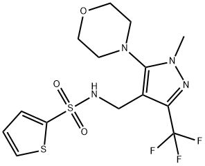 N-([1-METHYL-5-MORPHOLINO-3-(TRIFLUOROMETHYL)-1H-PYRAZOL-4-YL]METHYL)-2-THIOPHENESULFONAMIDE 结构式