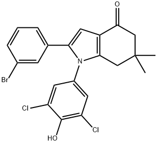 1-(3,5-DICHLORO-4-HYDROXYPHENYL)-2-(3-BROMOPHENYL)-6,6-DIMETHYL-5,6,7-TRIHYDROINDOL-4-ONE 结构式