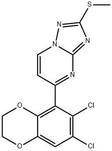 5-(6,7-DICHLORO-2,3-DIHYDRO-1,4-BENZODIOXIN-5-YL)-2-(METHYLSULFANYL)[1,2,4]TRIAZOLO[1,5-A]PYRIMIDINE 结构式