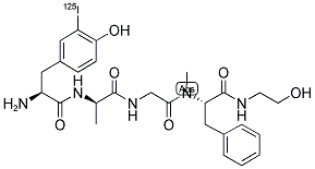 ([125I]-TYR)-(D-ALA2,N-ME-PHE4,GLYCINOL5)-ENKEPHALIN 结构式