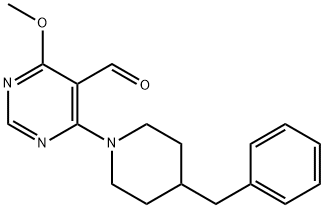 4-(4-Benzylpiperidino)-6-methoxy-5-pyrimidinecarbaldehyde 结构式