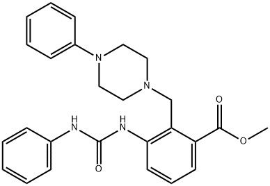 Methyl 3-[(anilinocarbonyl)amino]-2-[(4-phenylpiperazino)methyl]benzenecarboxylate 结构式